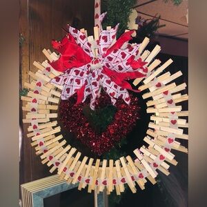 14in clothespin wreath-Valentines Day